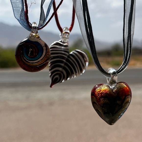 Set of Three Blown Glass Pendant Necklaces - Picture 11 of 16